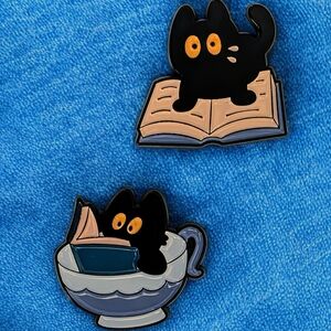 Reading Black Cat Enamel Pins Set